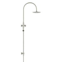 Round Gooseneck 200mm Twin Shower With Single Function Hand Shower